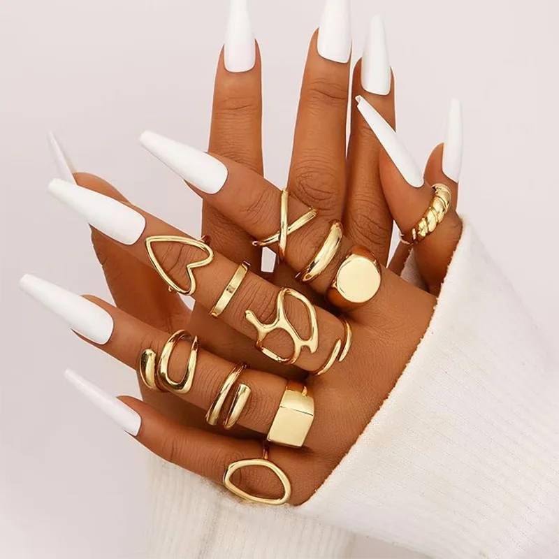 여성 리얼 골드 도금 패션 반지